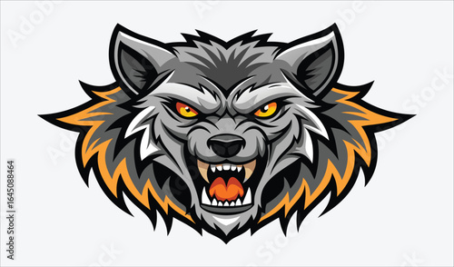 Wallpaper Mural Aggressive Gray Wolf Head Mascot Logo Design, Fierce Animal Illustration, Vector Art for Sports Team... Torontodigital.ca
