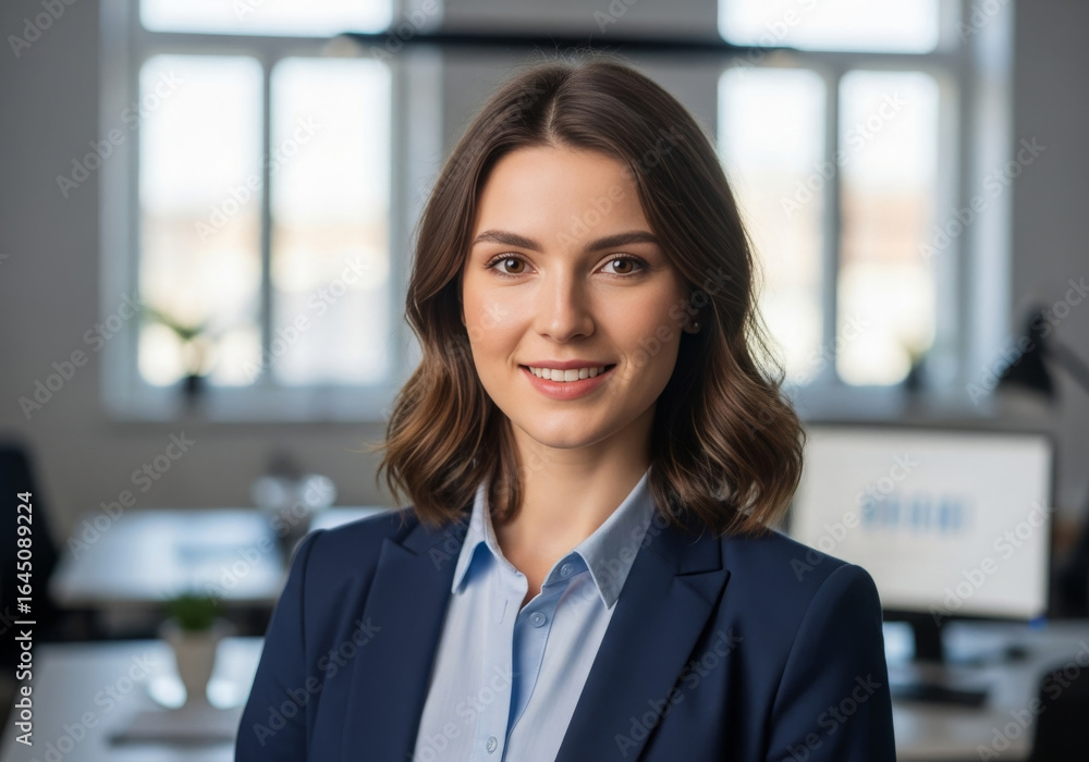 Naklejka premium Confident Businesswoman Portrait in Office Setting