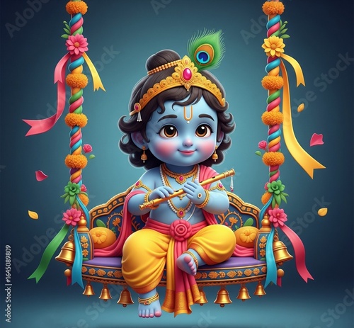 Bal Krishna with Peacock Feather and Flute