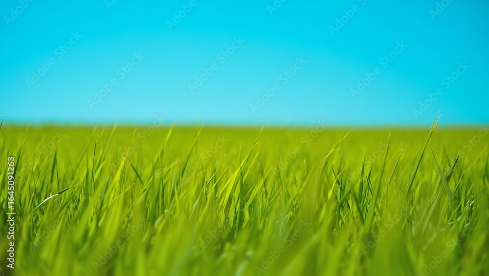 Lush Green Grass Against a Clear Blue Sky A Serene Nature Background Image Ideal for Spring and Summer Projects Lush Green Grass Against a Clear Blue Sky A Serene Nature Background Image Ideal for Spring and Summer Projects
