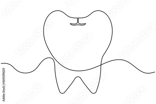 Tooth and teeth continuous one line drawing minimalist smile healthy dental  vector illustration