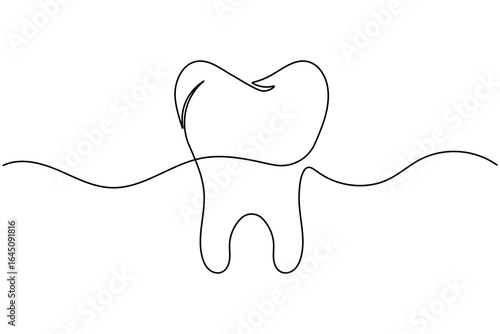 Tooth and teeth continuous one line drawing minimalist smile healthy dental  vector illustration