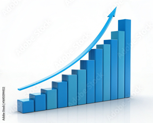 A blue bar graph showing an upward trend with a blue arrow indicating growth on a white background created with generated ai Free Download A blue bar graph showing an upward trend with a blue arrow indicating growth on a white background created with generated ai - GFXLoad