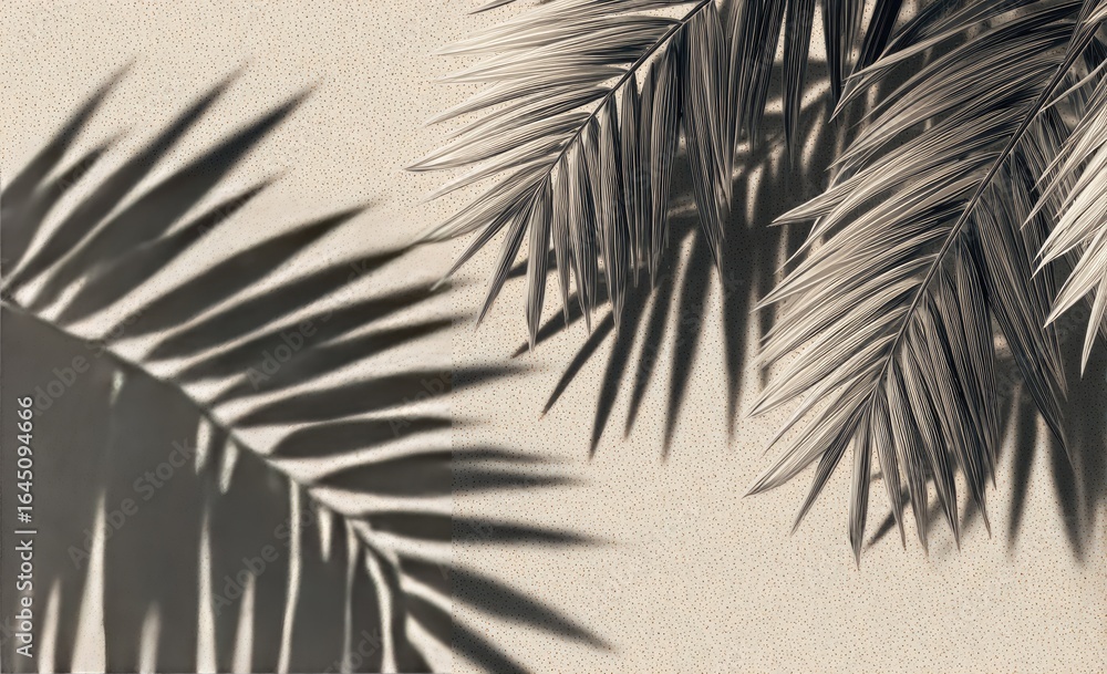 Obraz premium Palm leaf shadows on beige surface
