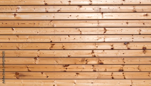 Detailed background of a natural wood wall with horizontal planks. Light brown timber siding texture with visible grain and knots.