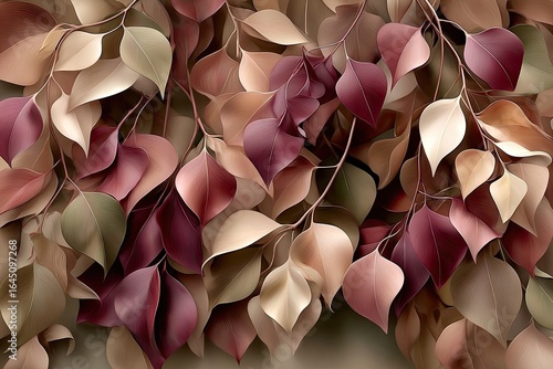 Autumn leaves, various shades of muted colors
