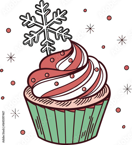 Cute Christmas cupcakes with festive Christmas tree icing, perfect for a sweet holiday celebration or party dessert