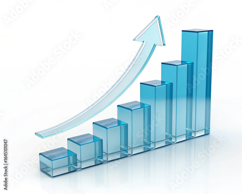 Free Download A transparent blue bar graph showing an upward trend with an arrow on a white background surface created with generated ai - GFXLoad