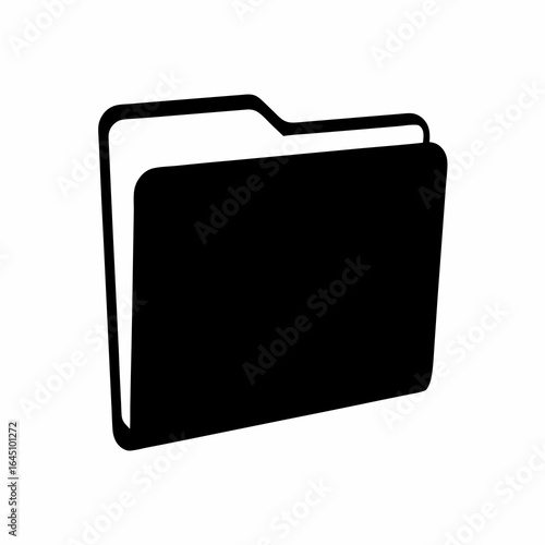 Simple black folder icon representing computer files and data storage