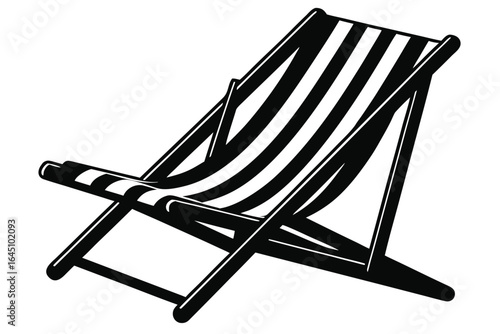 Black and white striped pattern beach chair showcased against a solid white background