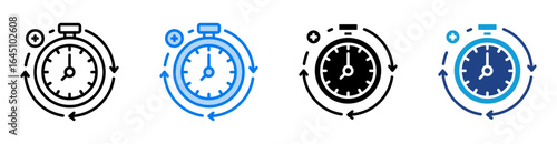 Extra hours icon set multiple style collection