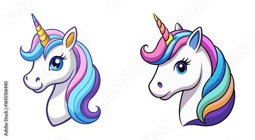 Set of unicorn head vector illustration design