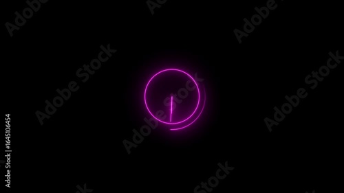 clock icon animation glowing neon color watch dial circle timer timekeeper analog clock 24 hour day fast speed sign symbol on black background