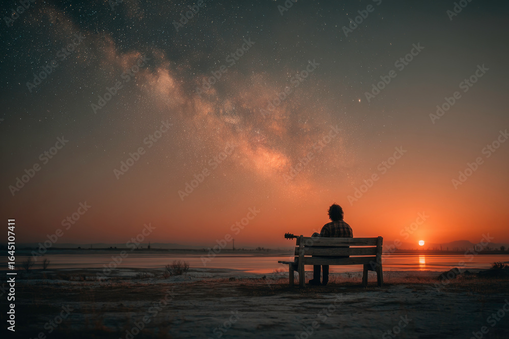 Obraz premium Stargazing with a Guitar