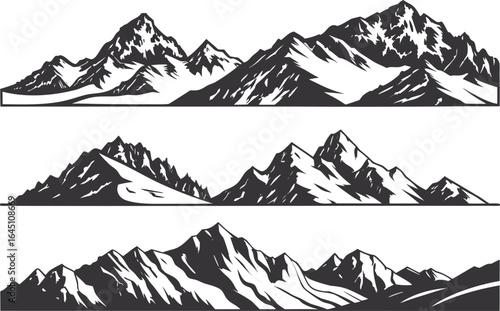 Vector illustration of snowy mountain peaks in a scenic landscape