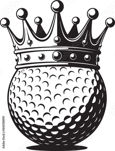 Golf ball with crown symbol of victory and achievement