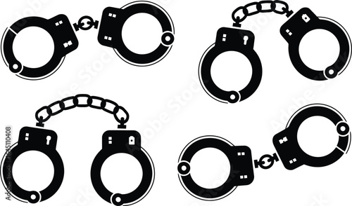 Handcuff Icons Silhouette Collection handcuffs police