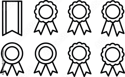 Set of Award Ribbons and Banners Icons badge medal