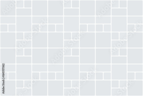 Modular tile seamless pattern. Square and rectangular shapes. Grey design. Vector.