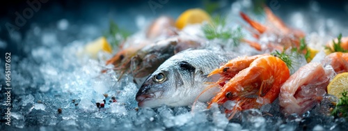 fresh seafood at the market, Generative AI,