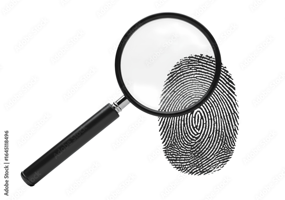Forensic Examination Magnifying a Fingerprint for Detailed Analysis on transparent background Forensic Examination Magnifying a Fingerprint for Detailed Analysis on transparent background