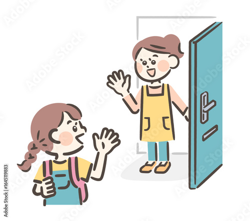 A mother seeing off her child