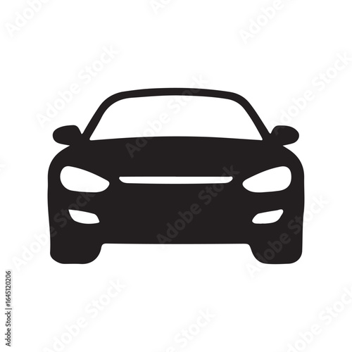 Silhouette front facing car vector isolated on white background