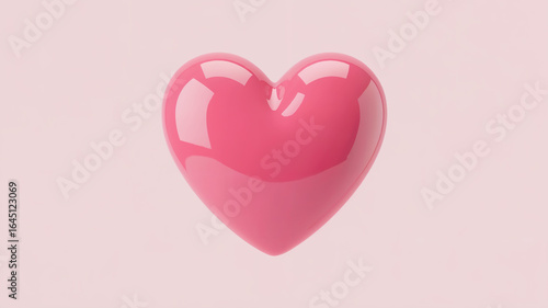 Shiny Pink 3D Heart on Soft Background