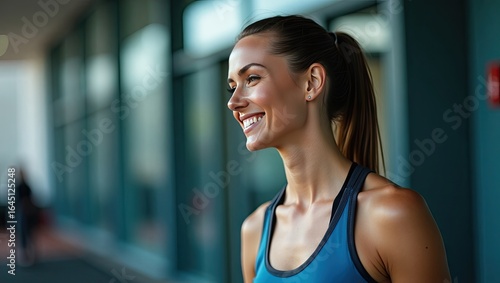 Joyful woman in exercise attire outdoors. Free Download Joyful woman in exercise attire outdoors. - GFXLoad