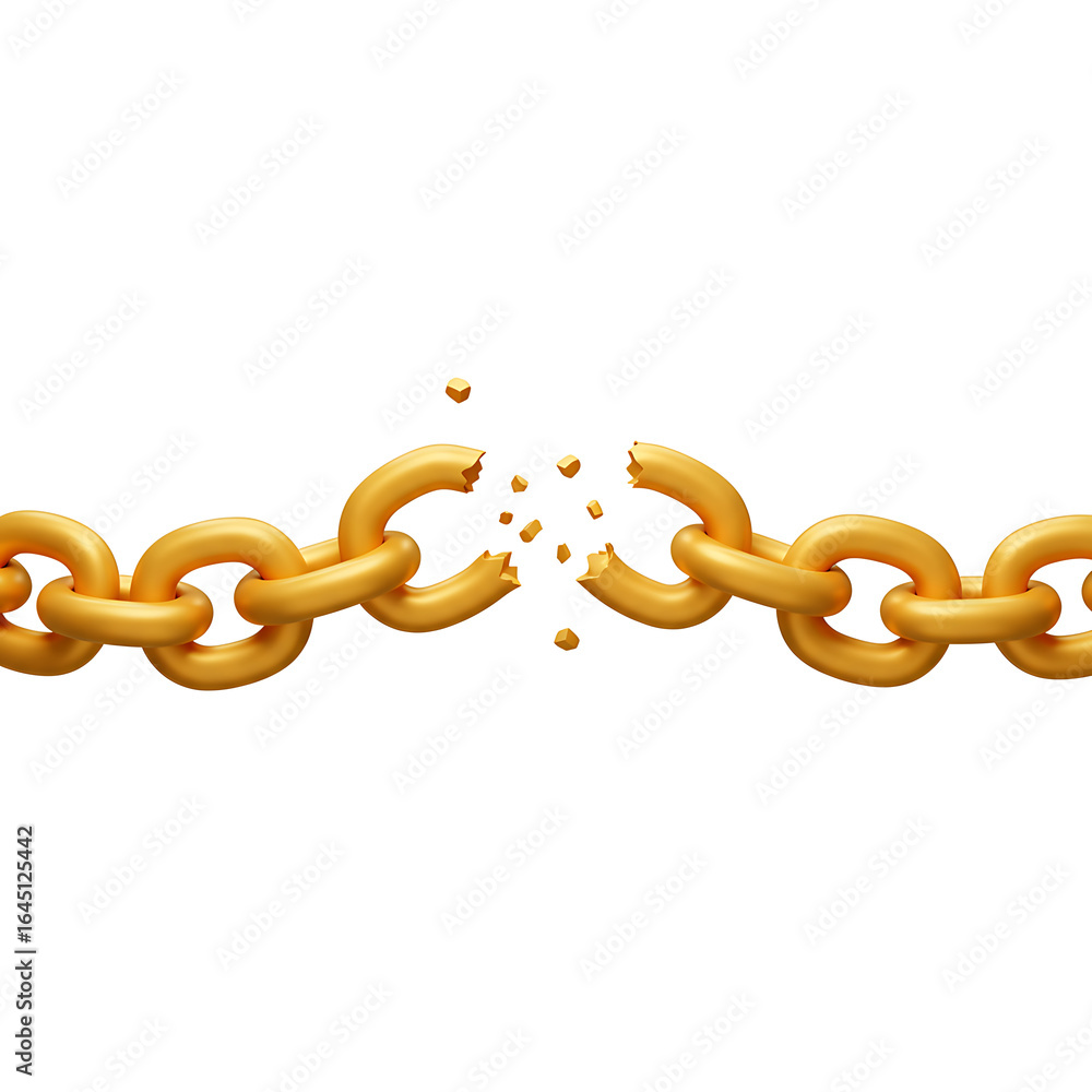 Fototapeta premium Broken Golden Chain: Symbol of Freedom, Release, and the End of Bondage