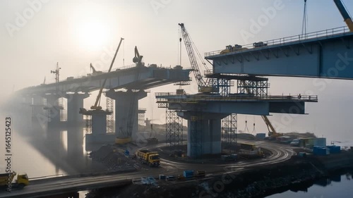 Bridge Construction: A Misty Dawn