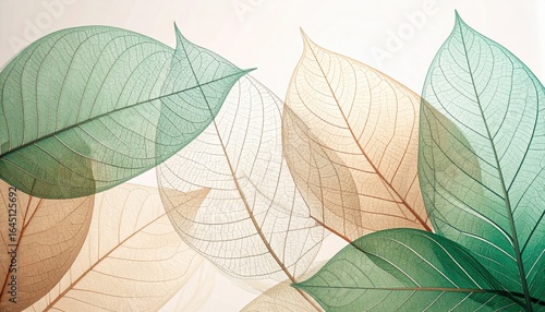 Transparent Leaf Vein Patterns Abstract Nature-Inspired Design with Soft Greens