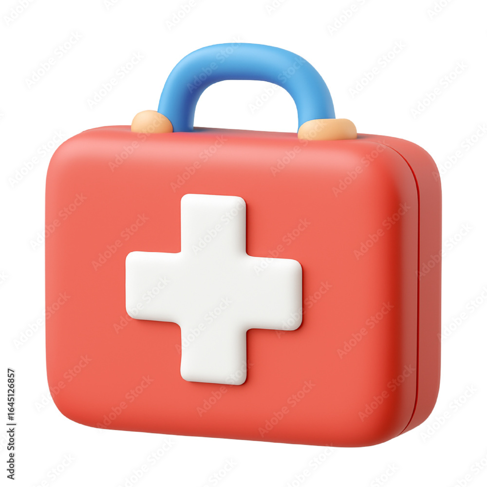 Fototapeta premium Vibrant 3D First Aid Kit Icon Illustration