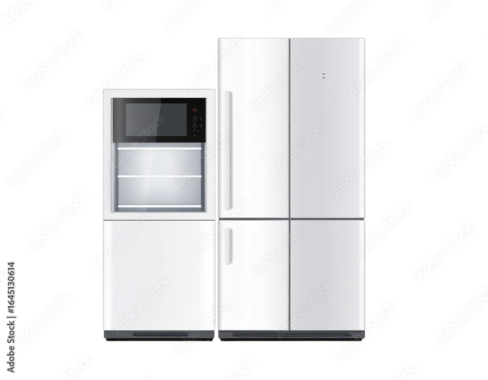 Fototapeta premium modern refrigerator isolated on white