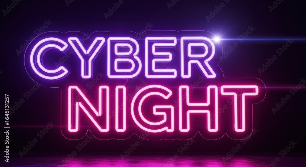 Fototapeta premium Cyber Night Neon Sign: Digital Sale Event