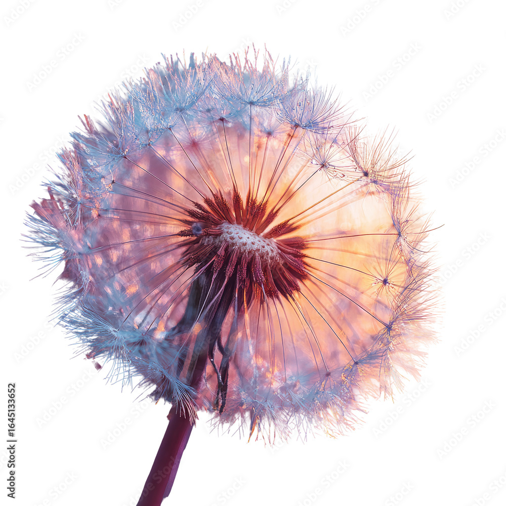 Obraz premium Dandelion seed head sunset closeup nature background design