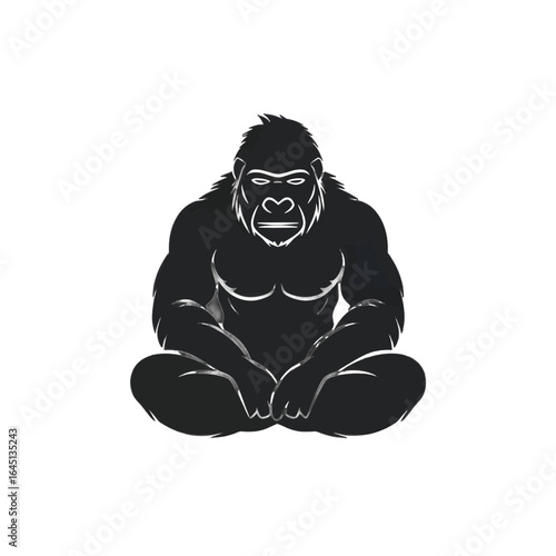 Black silhouette of a gorilla on white background.