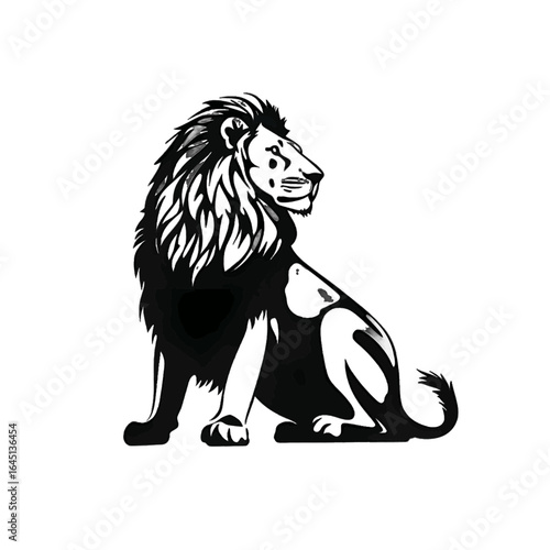 Black silhouette of a lion on white background.