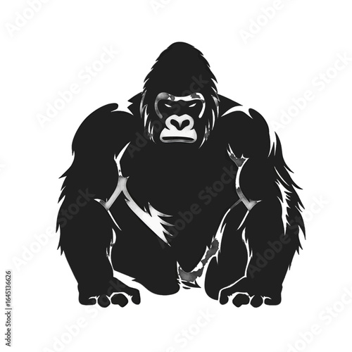 Black silhouette of a gorilla on white background.