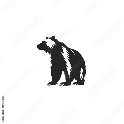 Black silhouette of a bear on white background.