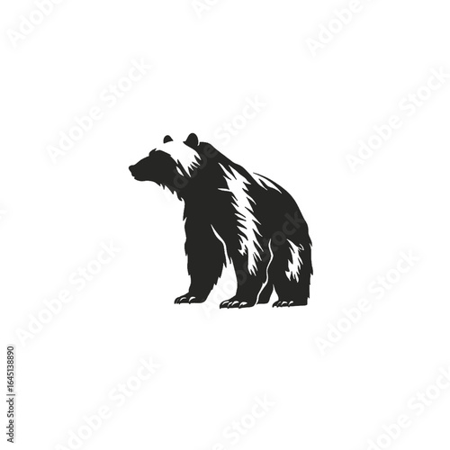 Black silhouette of a bear on white background.