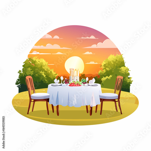 Festive holiday dining table set for four at christmas dinner celebration
2