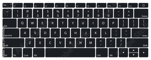 Black and white keyboard - vector illustration
