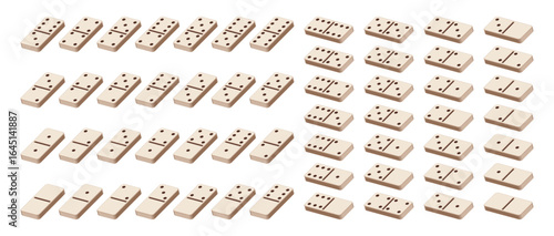 Isometric Domino Set Left and right - Vector Illustration