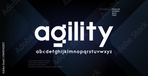 Modern Minimalist Bold Technology and Science alphabet font. Digital typography vector illustration design. Sci-fi, movie, magazine, fashion font.	