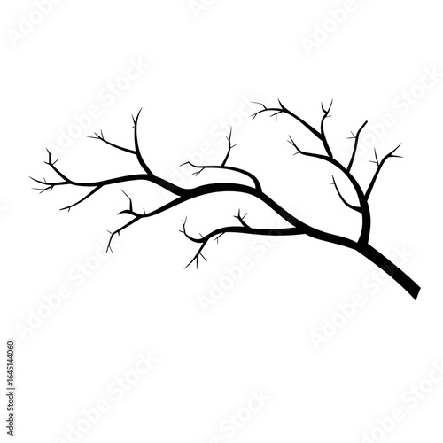 Black silhouette of a tree branch on white background.