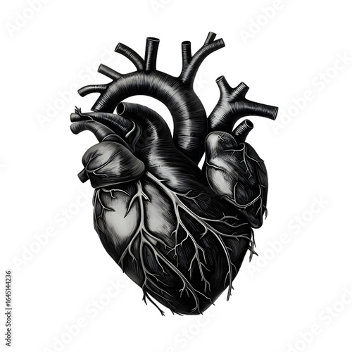 Black silhouette of a heart on white background.