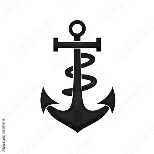 Black silhouette of an anchor on white background.
