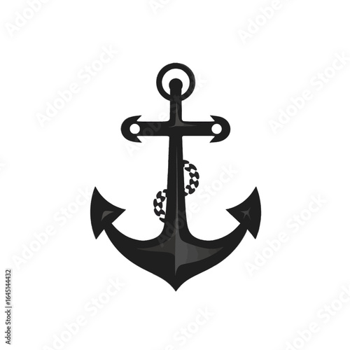 Black silhouette of an anchor on white background.