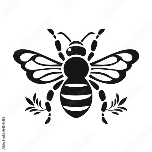 Black silhouette of a fly, wasp, bee on white background.
